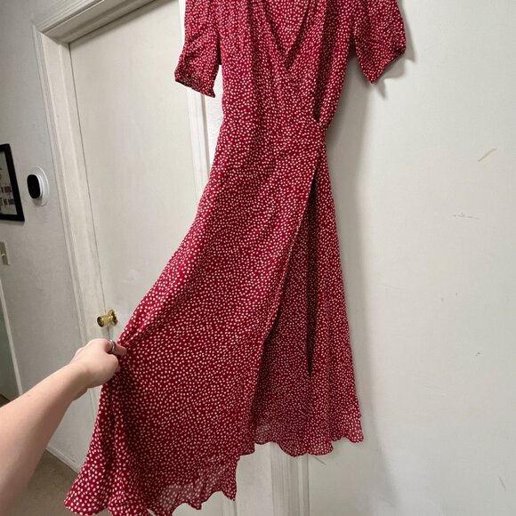 Reformation Dark Red Floral Wrap Maxi Dress | Size M - Picture 7 of 11